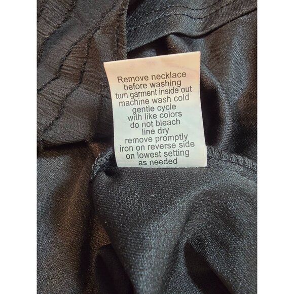 Black Sheer Overlay Asymmetrical Top With Necklace Accent Size 2X NY Collection - Picture 6 of 16